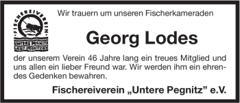 Traueranzeige von Georg Lodes von Pegnitz-Zeitung